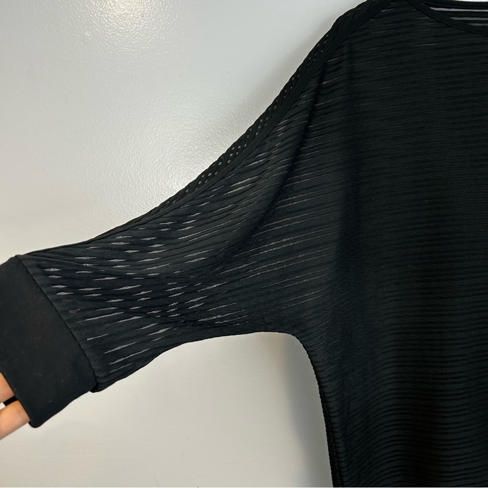 REISS Black Leah Striped Sheer Dolman Sleeve Pullover Top Size Small - Picture 3 of 9